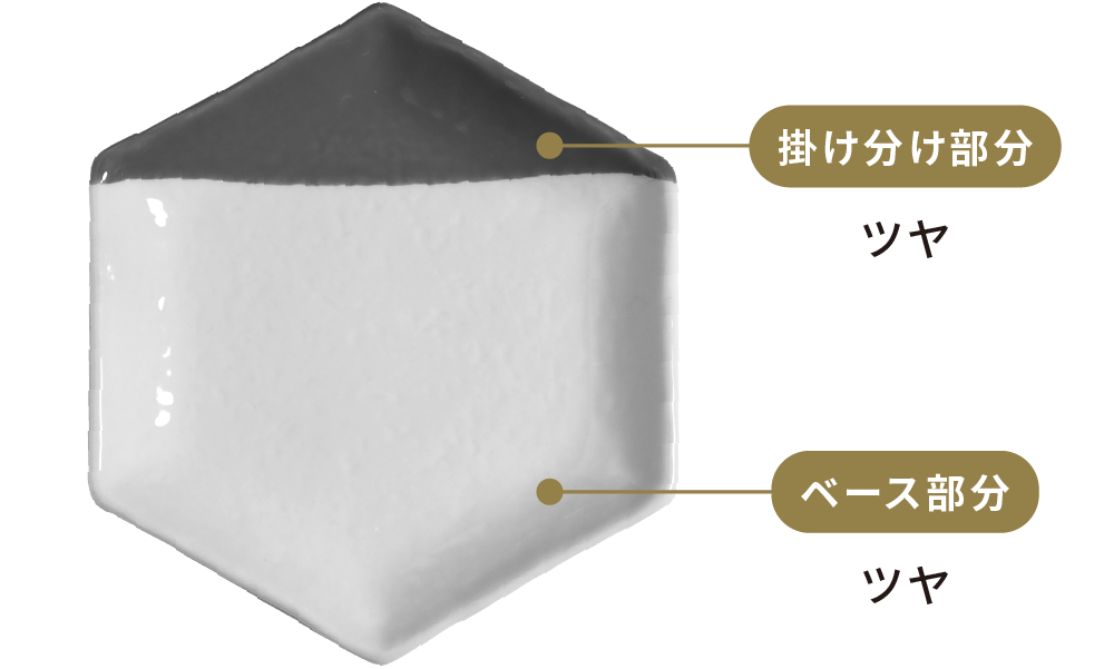 掛け分け部分:ツヤ、ベース部分:ツヤ